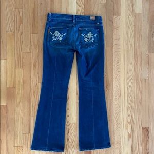 New Paige Denim Rose embroidery bootcut jeans 30